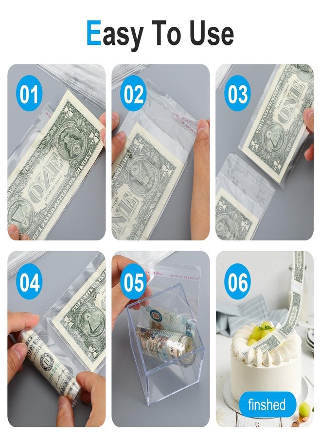 Hpmjz 200Pcs Cake Money Box Transparent Bags,3x7In Surprise Gift Bags for Money Resealable Glassine Adhesive Self-Sealing Dollar Bill Sleeves Money Gift Ideas for Gift Birthday Wedding Party Favors - Image 5